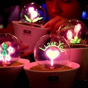  花火小夜灯 LOVE 玫瑰花创意礼品灯爱心情调 正品装饰氛围灯