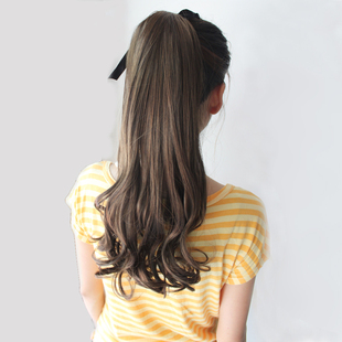 Pinus massoniana wig-wig long curly hair comb-bound PEAR head hair ponytail