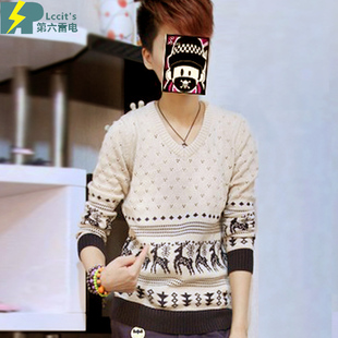  林弯弯春秋新款 英伦风男款修身 情侣毛衣 线衫 毛线衣 男