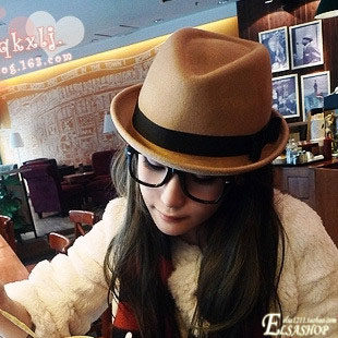 春季新品包邮 呛口小辣椒驼色女士卷边羊毛呢帽礼帽 vivi昕薇lena