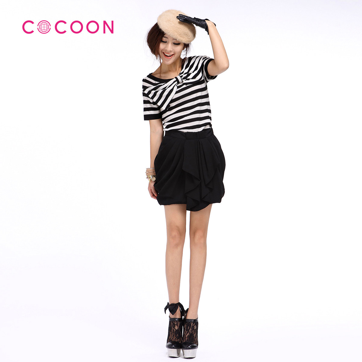 COCOON可可尼2012新品秋条纹针织衫女款211110005原价678
