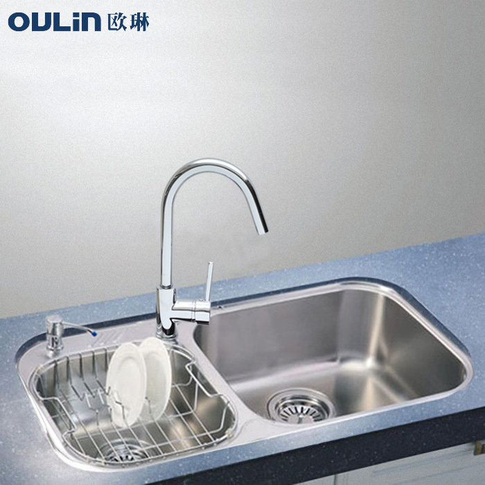 欧琳 oulin双槽水槽套餐OL-U8903+OL-8006龙头 台下专用盆
