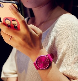  蜜糖店 石英手表 时尚糖果色 水钻果冻表 树脂硅胶手表亮漆 潮