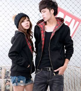  新款情侣装秋冬装韩版大码男装潮流女装加厚情侣卫衣开衫外套衣服