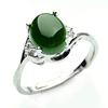 玉为阁珠宝时尚和田玉戒指，镶嵌925银女士，天然菠菜绿碧玉指环