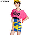 七格格OTHERMIX2012夏季新品 蝙蝠袖宽松超短T恤 女 枚红12A20191