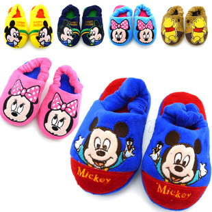  包邮Disney/迪士尼 儿童棉拖鞋冬款米奇米妮拖鞋男女宝保暖棉拖鞋
