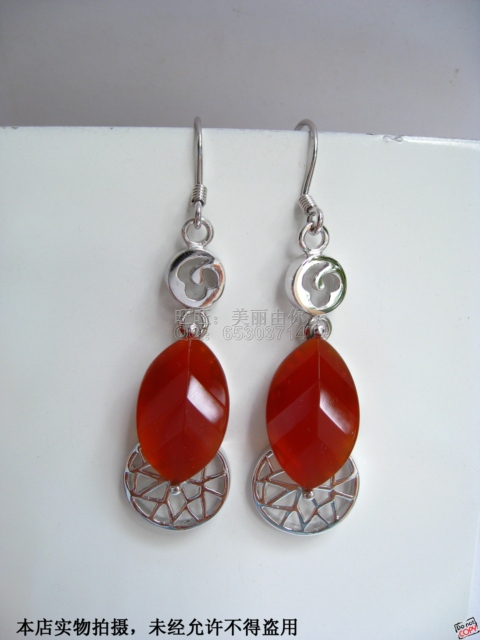 Years Promotion 925 Sterling Silver Peony margin China Red agate Beautiful Shadows Earringsin the Accessories/Fashion Jewelry, Earring , Earrings category - from Buy2taobao.com to provide professional Taobao agent buy service