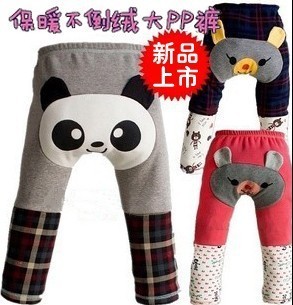  外贸 全棉 千趣会款动物 儿童不倒绒大PP裤加厚/卡通熊猫 保暖