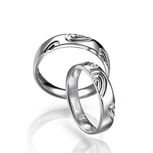  炎黄珠宝 Pt950铂金戒指 白金戒指 情侣对戒 铂金协会款 印记