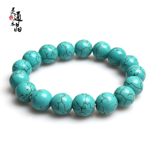  【灵通】水晶饰品 绿松石水晶手链 手链女 10MM绿松石手链 正品