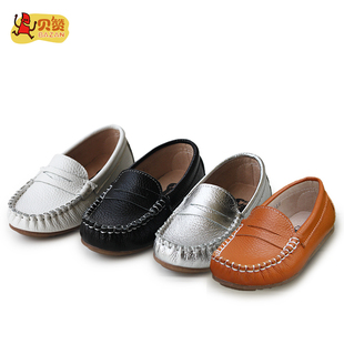  贝赞童鞋 韩版牛皮男女童真皮皮鞋中大童休闲鞋儿童单鞋