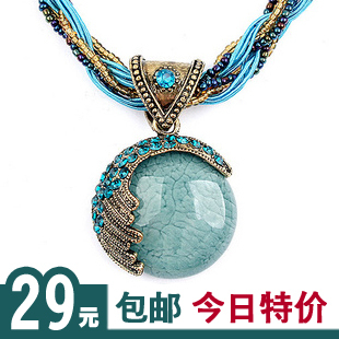  欧美复古饰品波西米亚民族风格夸张项链短款女锁骨链颈链 明月