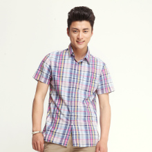 艾夫斯品牌 2012夏装新款男装衣服韩版都市休闲彩色格子短袖衬衫