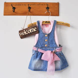  外贸宝宝婴儿儿童背带裙女童吊带裙牛仔裙夏装 6-9个月1-3岁清仓