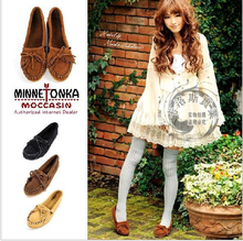 代购正品Minnetonka Kilty迷你唐卡流苏休闲豆豆平跟平底女单鞋子