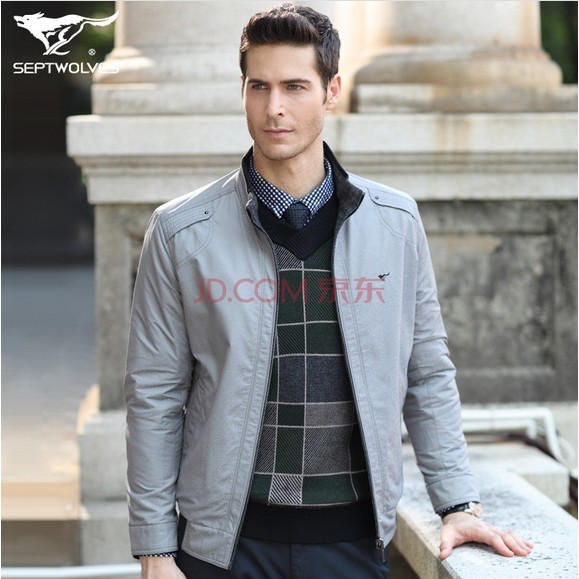 天猫旗舰店七匹狼夹克男正品商务修身双面茄克