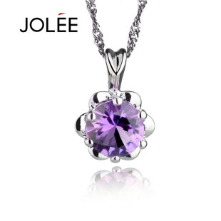  JOLEE正品 纯天然紫水晶吊坠 925纯银 女款 可爱 情人节礼物