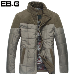  【EBG男装】冬装新款男立领拼接短款棉衣男棉服外套[121]