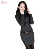 三<span class=H>皇冠</span>! 2011韩版女秋冬新款 甜美显瘦长款<span class=H>毛衣</span>裙812106