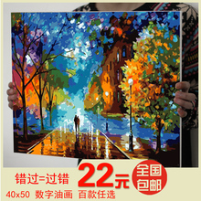 千色魔方数字油画diy情侣手绘风景装饰壁画数码油画特价4050任选