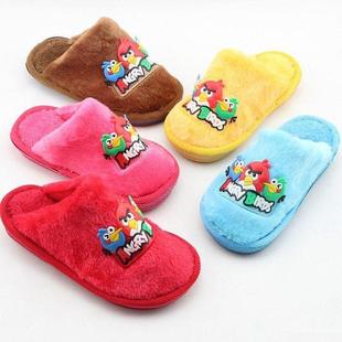  愤怒的小鸟儿童棉拖鞋 秋冬男女中童家 卡通韩版防滑拖鞋