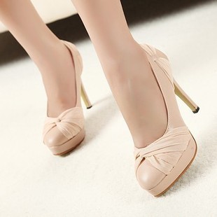  新品特价 可爱蝴蝶结丝绸防水台细高跟女单鞋 低帮鞋伴娘婚鞋工鞋