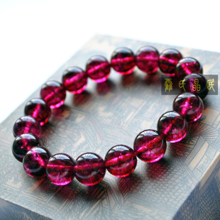  包邮特价限量精品天然水晶天然玫红石榴石水晶圆珠手链 女人之石