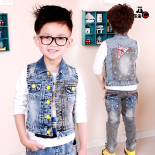 童装男童<em>牛仔马甲</em> <em>儿童</em>马夹2014春装新款潮韩