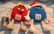 超大 M&M's1999圣诞节 限量版 蓝豆&红豆/对