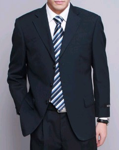 皇冠专柜正品 杉杉西服 西装 套装 深蓝暗条纹