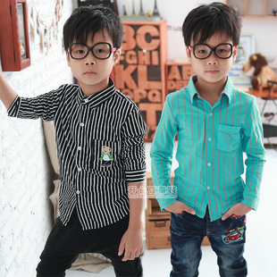  5折 韩版童装男童秋装儿童针织棉衬衣长袖衬衫05500