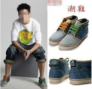 新品高帮鞋日常休闲韩版英伦风格男士潮流帆布鞋子休闲鞋男鞋