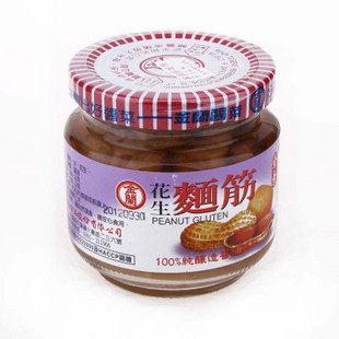  台湾原装罐头-素食食品-超级Q-金兰花生面筋180G（玻璃瓶）