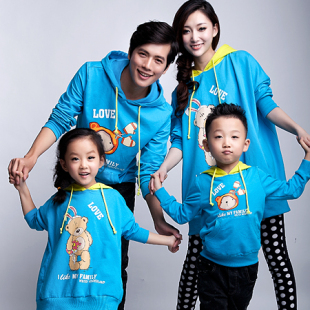  公主与王后亲子装 母父子装熊家庭装连帽休闲卫衣外套