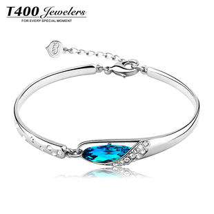  T400 采用施华洛世奇元素 水晶手镯 女 宽 韩版 时尚 玻璃鞋 礼品