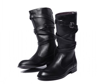  全民疯抢12最新英伦时尚高筒男士皮靴 长筒军靴男式户外棉靴子