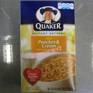  美国直邮 桂格Quaker即食燕麦片350g 奶油香桃味 健康早餐麦片