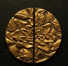 包邮中式仿古拉手金色现代抽屉拉手明装圆形柜子拉手柜门把手花影