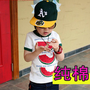 六一无利特价！2012韩版新款夏装 男女童西瓜纯棉短袖T恤 <span class=H>C5</span>-2