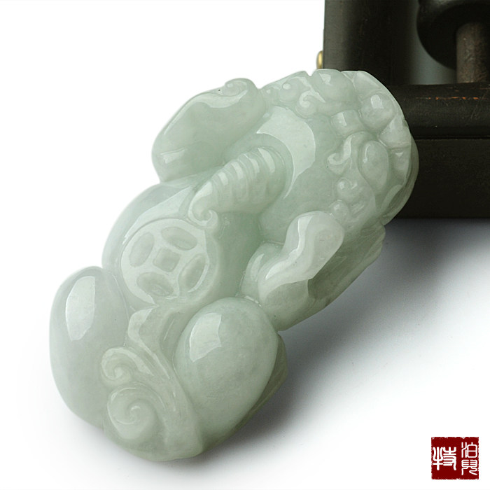 特泊丝 开光翡翠貔貅吊坠天然A货 招财旺运 缅甸玉石貔貅翡翠玉坠