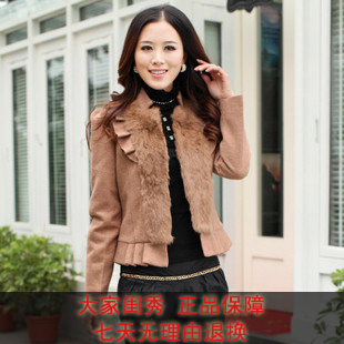 春装外套2012新款 专柜 阿依莲风 毛呢外套 短款女装外套羊毛正品