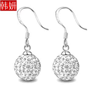  淘金币 韩妍-纯银耳环925纯银耳坠纯银水晶耳环 耳坠 结婚耳环 纯