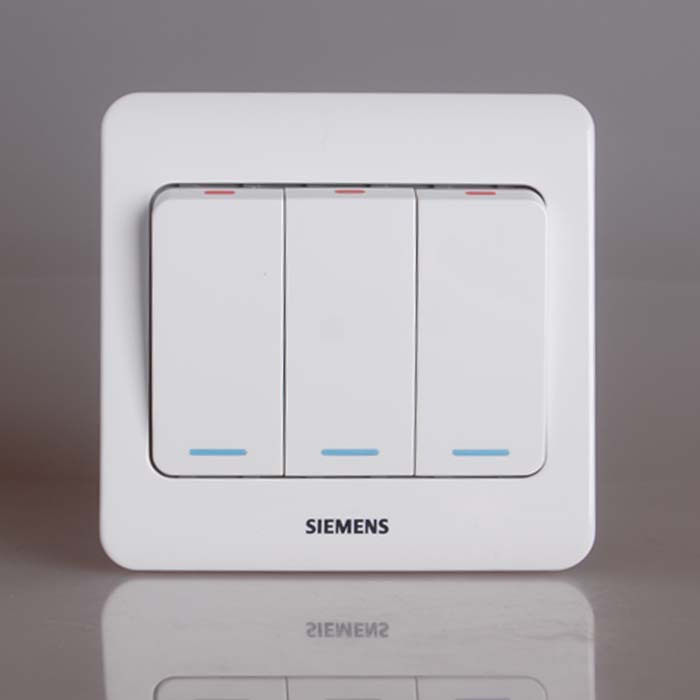 西门子开关插座 SIEMENS 远景三开单控开关 荧光