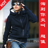 2010 秋冬新韩版个性高领连带手指卫衣外套8214 清仓外套卫衣