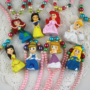  秒杀特价 出口日本disney迪斯尼公主系列儿童项链女宝宝饰品8款