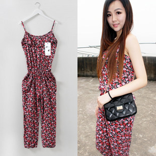 (Ladies 611-2) conjoined Korean Floral pants pants coveralls Korean Women Harlan jumpsuit 5015