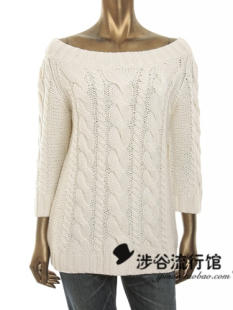 雅心阁手工编织毛衣 杂志款一字领麻花套头九