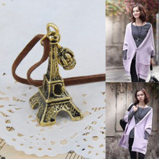  8号仓库 饰品 复古时尚 埃菲尔铁塔秋冬长款项链 毛衣链