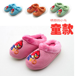  愤怒的小鸟 儿童男女小孩棉拖鞋小包跟棉鞋可爱家居冬季保暖鞋